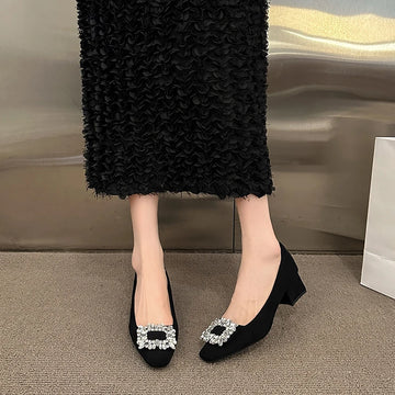 Xajzpa Retro Women Shoes Shallow Mouth Sexy Heels Work Dress Professional Chunky Sandals Footwear Crossdressers Latest Spring Offi